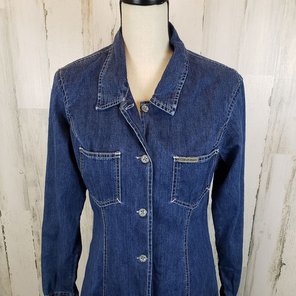 Calvin Klein Jeans Blue Denim Midi Dress - Picture 2 of 10